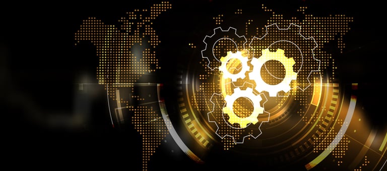 technology background picture Gear concept and global communication network