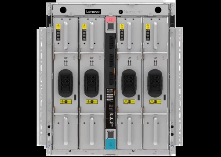 Lenovo server chassis with multiple fan modules and power distribution components arranged in a modular configuration