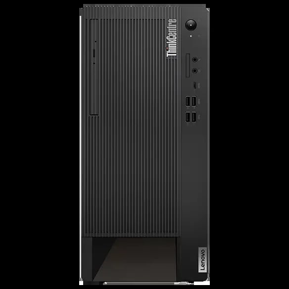 Lenovo ThinkCentre M90 Tower desktop computer with vertical ribbed black casing and front ports