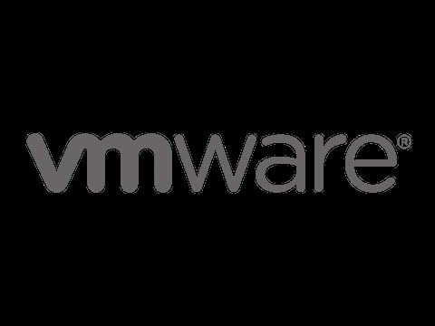 VMware logo - gray text with registered trademark symbol on black background