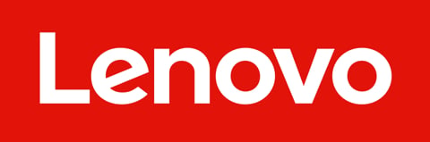 Lenovo logo in white text on a red background