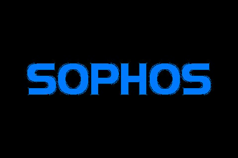 Sophos logo in bright blue text on a black background