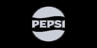 Pepsi logo featuring white text on a circular light blue and black background